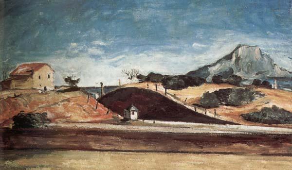 Paul Cezanne Le Percement de la voie ferree avec la montagne Sainte-Victoire china oil painting image